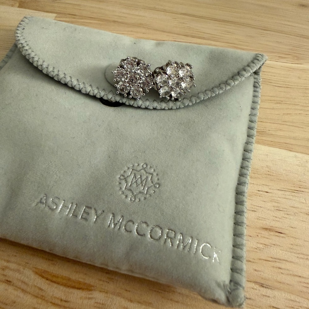 Ashley McCormick Silver Crystal Stud Earrings